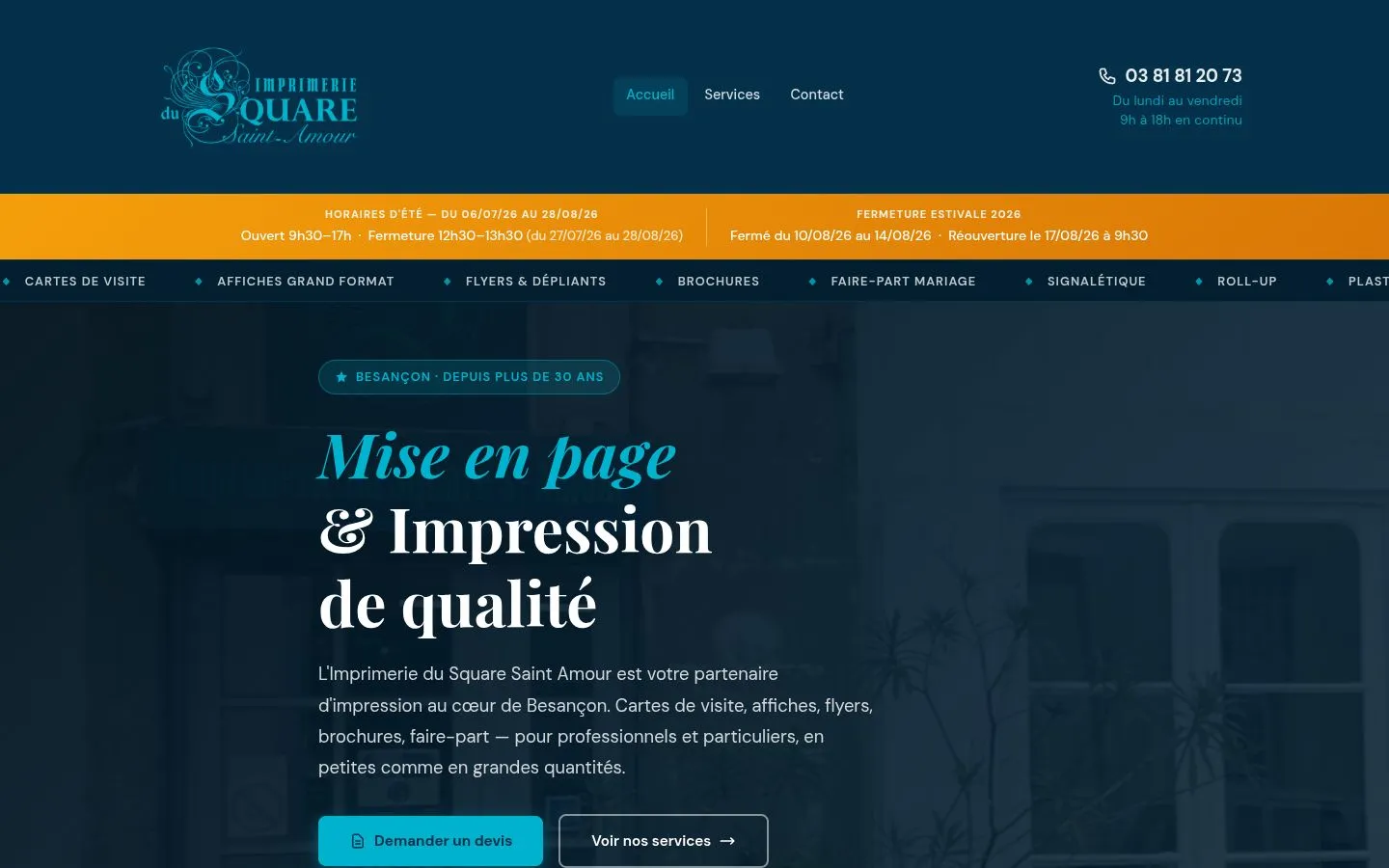 Imprimerie du Square website by Martin Rondot